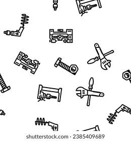 engineering tool work equipment vector seamless pattern thin line illustration