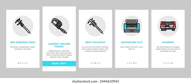 engineering tool work wrench onboarding mobile vector. gear spanner, engineer industry, repair computer, technology, mechanic, hammer engineering tool work wrench illustrations