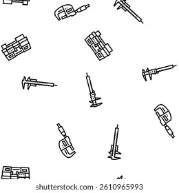 engineering tool work wrench vector seamless pattern thin line illustration