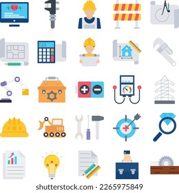 Engineering vector icons, architecture icons pack, construction vector icons, engineering  pack, repairing icons set, collection of engineering, engineering flat set 

