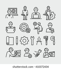Engineering vector icons set 