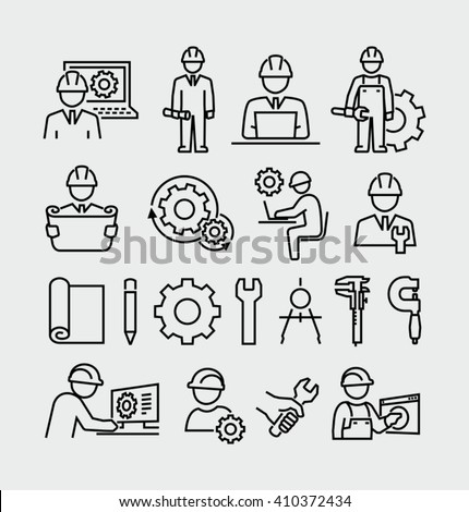 Engineering vector icons set 