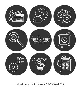 Engineering vector icons set. Contains such Icons as Settings, Transmission, Gearwheel and more. Editable Stroke. 