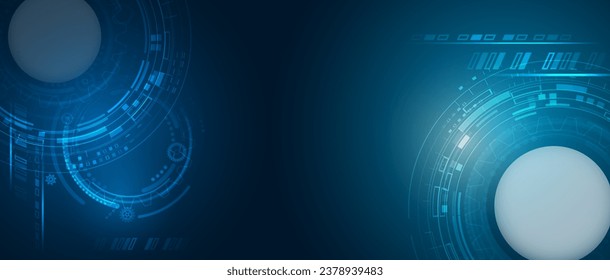 Engineering vector illustration. Modern science technology background. Futuristic web banner template. Internet security, protection. Digital internet communication on blue background.