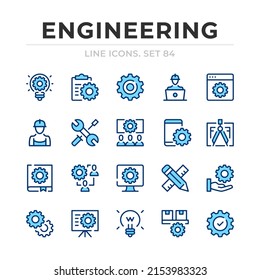 Engineering vector line icons set. Thin line design. Outline graphic elements, simple stroke symbols. Engineering icons