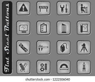 engineering vector web icons on the flat steel buttons