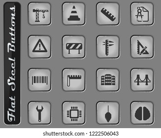 Engineering vector web icons on the flat steel buttons