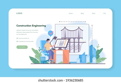 Engineering web banner or landing page. Technology and science.