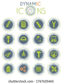 engineering web icons on white background with dynamic lines for animation for user interface design