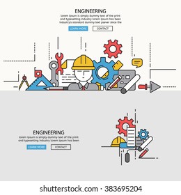 Engineering for website banner and landing page , Flat line design for website element , eps10 vector format