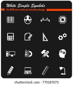 engineering white vector icons for web and user interface design