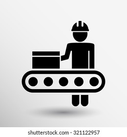 Engineering workshop Industrial operation icon vector button logo symbol concept.