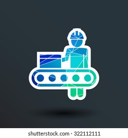 Engineering workshop Industrial operation icon vector button logo symbol concept.