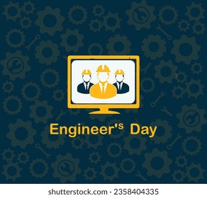 "Engineer's Day" Banner or vector design yellow background. vector Illustration of Engineer's day India. India map,15th September.