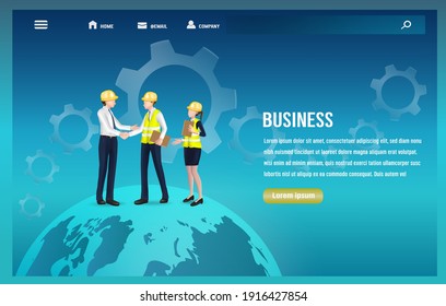 Los ingenieros están discutiendo el diseño de concepto de negocios para empresas, vector para diseño web