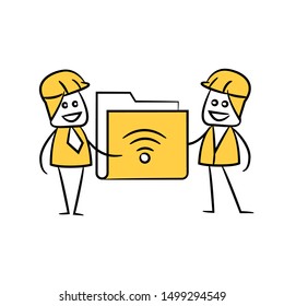 engineers and file wifi yellow stick figure theme