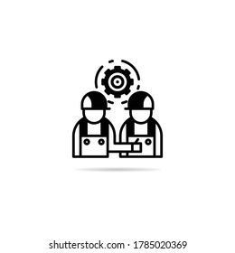 engineers teamwork and gear icon vector illustration