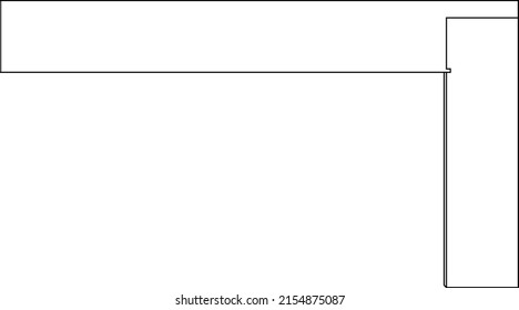 Engineers try-square isolated vector on white background. This tool is used to accurately check and mark 90 degree angle, or to verify the squareness of straight edges and lines.