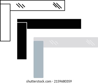 Engineers try-square isolated vector on white background. This tool is used to accurately check and mark 90 degree angle, or to verify the squareness of straight edges and lines.