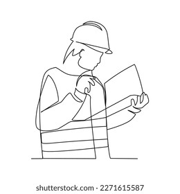 Engineers vector illustration drawn in line art style