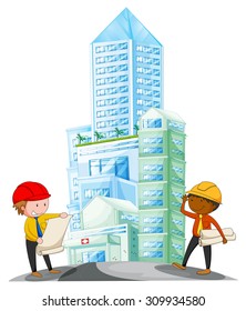 Engineers working in the construction site illustration