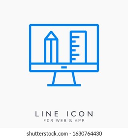 Enginering and planning tools vector line icon. Design tools pictogram.