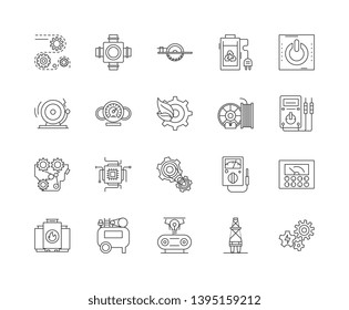 Engines and turbines line icons, signs, vector set, outline illustration concept 