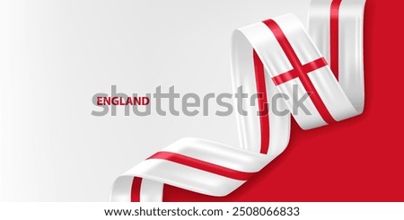 England 3D ribbon flag. Bent waving 3D flag in colors of the England national flag. National flag background design.