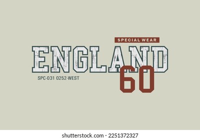 england 60 typography, t-shirt graphics, vectors.
