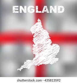  England. Abstract english map on flag background