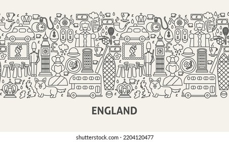 Banner Concept de Inglaterra. Ilustración vectorial del diseño de contorno.