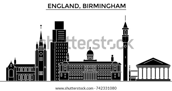 England Birmingham Architecture Vector City Skyline Stock Vector