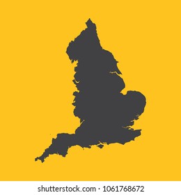 England black map,border on orange background. Vector illustration.