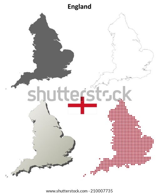England Blank Detailed Outline Map Set Stock Vector (Royalty Free ...