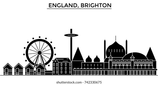 England, Brighton architecture vector city skyline, travel cityscape with landmarks, buildings, isolated sights on background