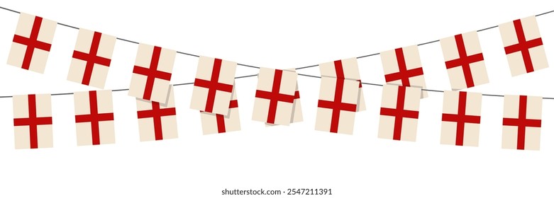 England bunting flags on white background. Hang garland for England celebration concept.