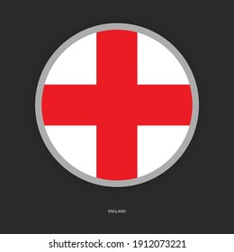 England circle flag icon with white border isolated on barely dark background.
