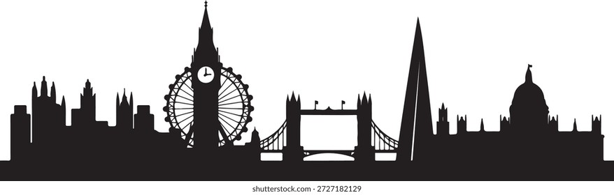 Skyline von England. Design Vektor schwarze Silhouette

