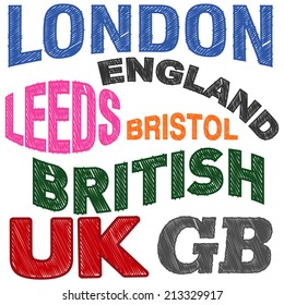 england with colorful markers