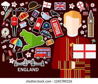 England concept background .Flat icons