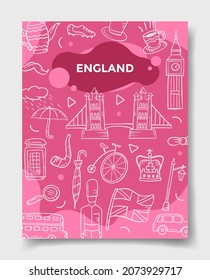 england concept with doodle style for template of banners, flyer, books, and magazine cover
