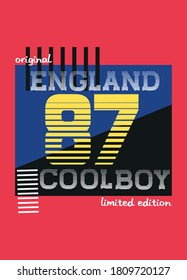 england cool boy,t-shirt design fashion vector