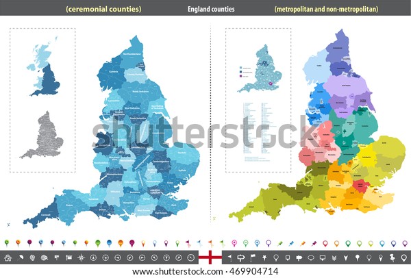 England Counties Vector Map Stock Vector (Royalty Free) 469904714