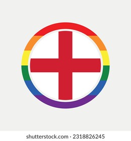 England country flag circle - lgbt flag graphic element Illustration template design
