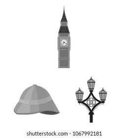 England country monochrome icons in set collection for design.Travel and attractions vector symbol stock web illustration.