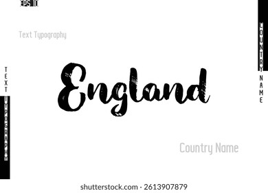 England Country Name In Grunge Typography Text Lettering