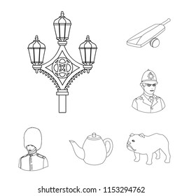 England country outline icons in set collection for design.Travel and attractions vector symbol stock web illustration.