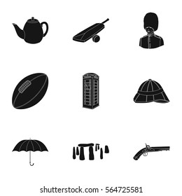 England country set icons in black style. Big collection of England country vector symbol stock illustration