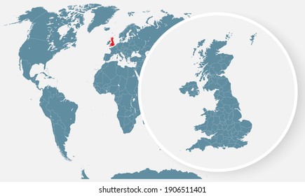 England country in the world map vector isolated on background. Flat Earth template for pattern, report, infographics, banner, backdrop. World map templates, patterns.