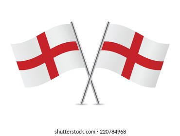 England crossed flags. English flags, isolated on white background. Vector icon set. Vector illustration.